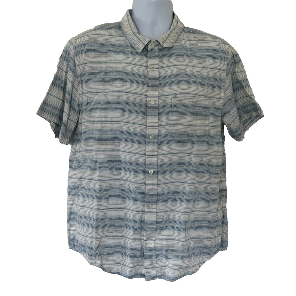 Outerknown Shirt Large Button Up Striped Surf Coastal Beach Outdoors Gorp Hiking
